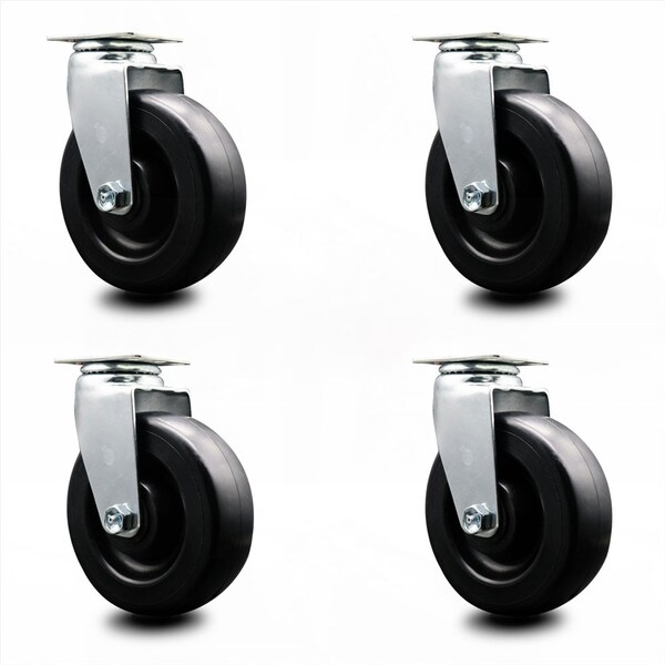 6 Inch Polyolefin Wheel Swivel Caster Set with Ball Bearings SCC